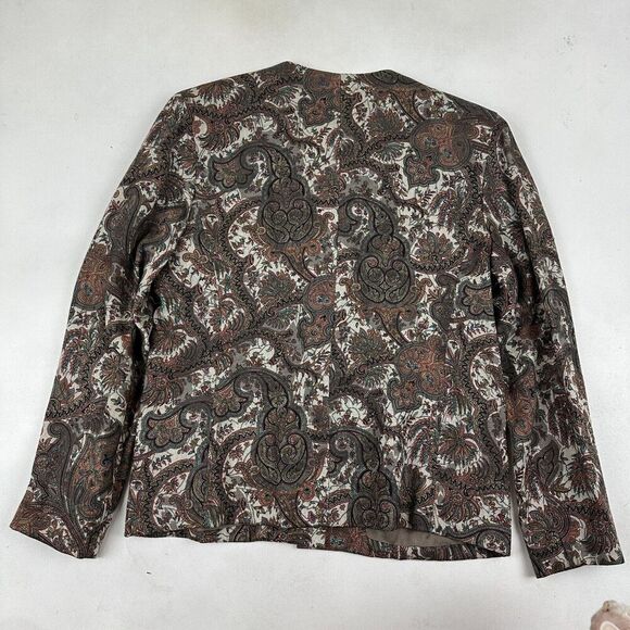 VTG Talbots Floral Paisley Jacket Blazer Padded Shoulder Wool Rayon Blend Sz 6 - Picture 11 of 11